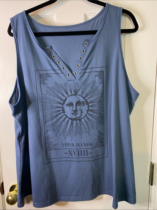 Leasty Tops - Leasty Women’s 3X Blue and Black Tank Top
